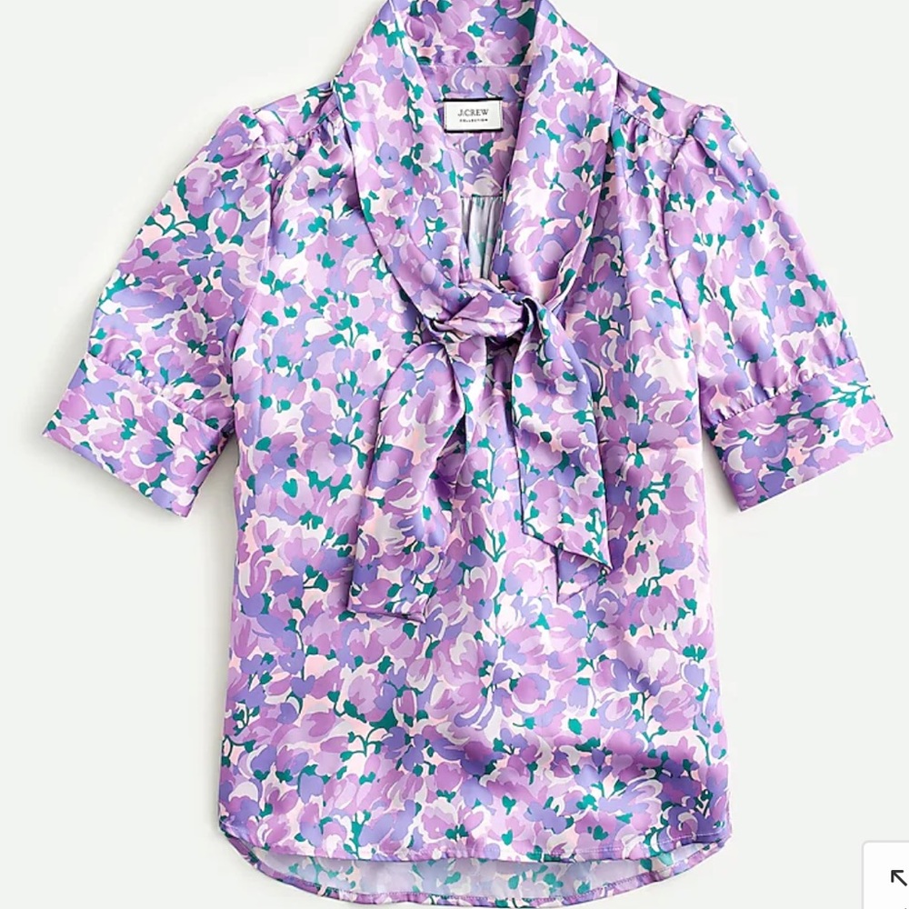 J. Crew Collection tie-neck top in Ratti® lilac collage print